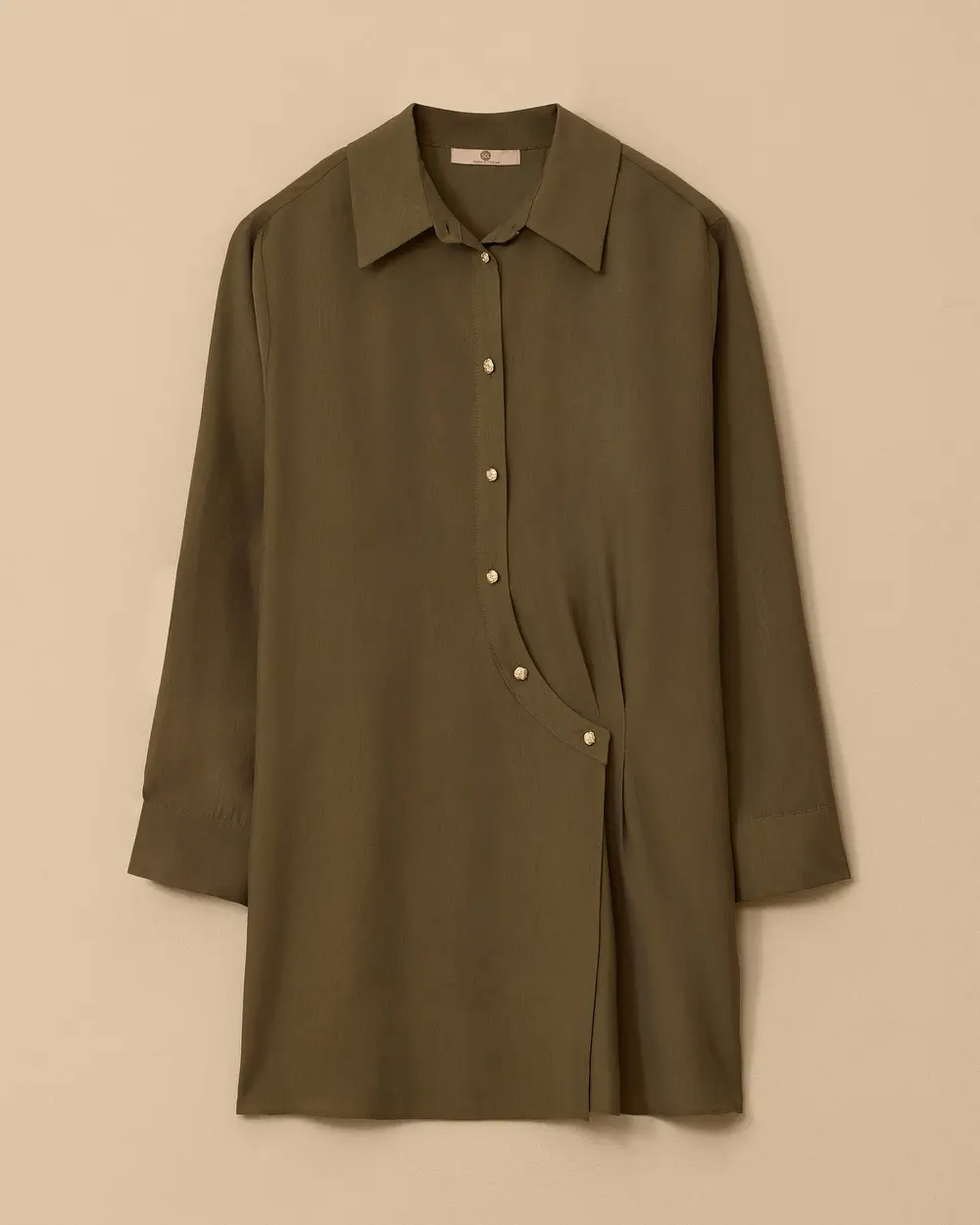 Button Detailed Shirt Collar Tunic