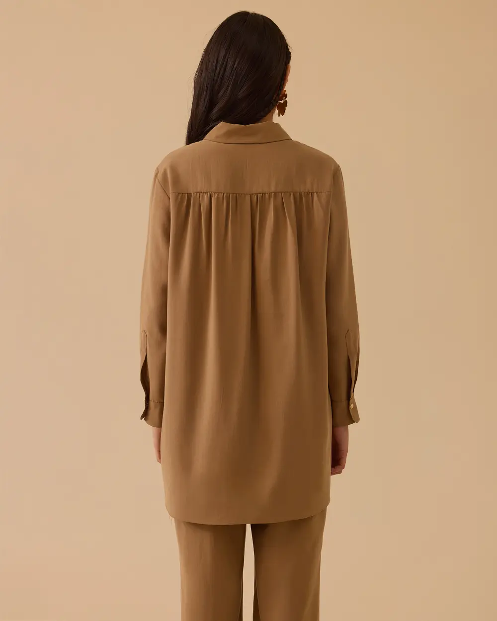 Düğme Detaylı Gömlek Yaka Tunik