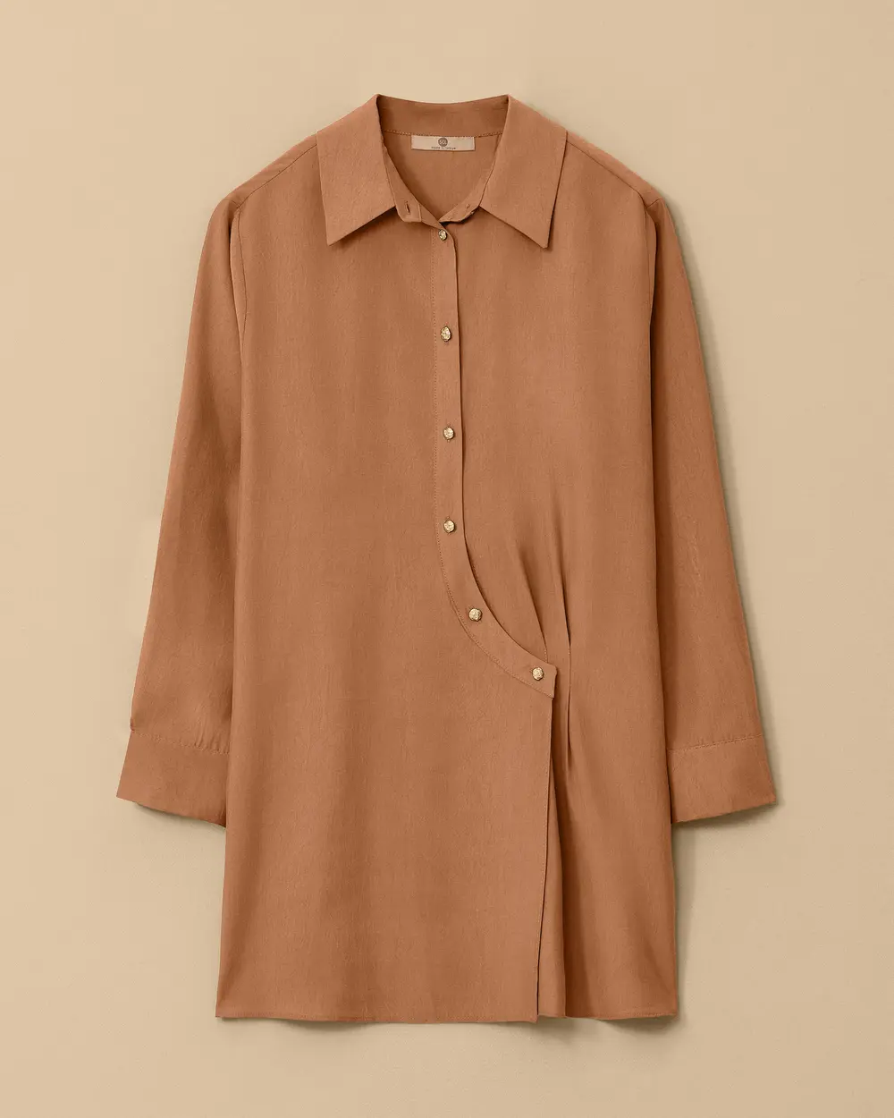 Button Detailed Shirt Collar Tunic