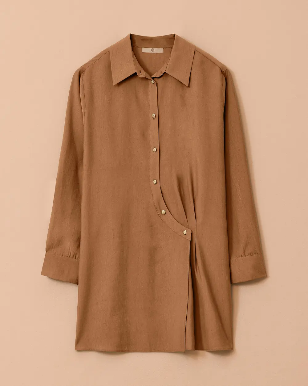 Düğme Detaylı Gömlek Yaka Tunik