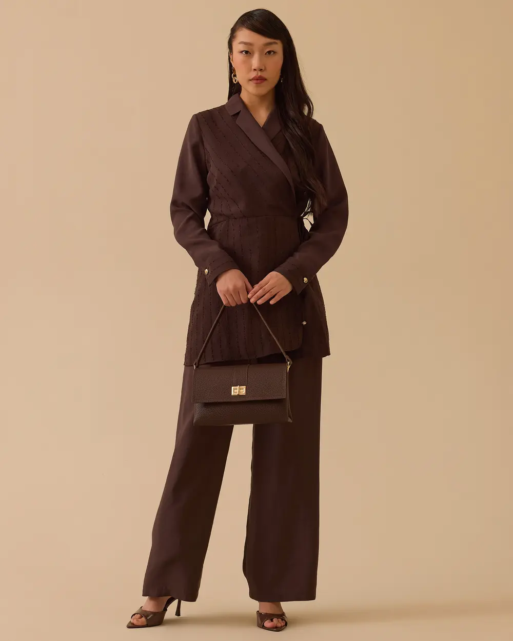 Double-breasted Collar Tunic with Tie Detail