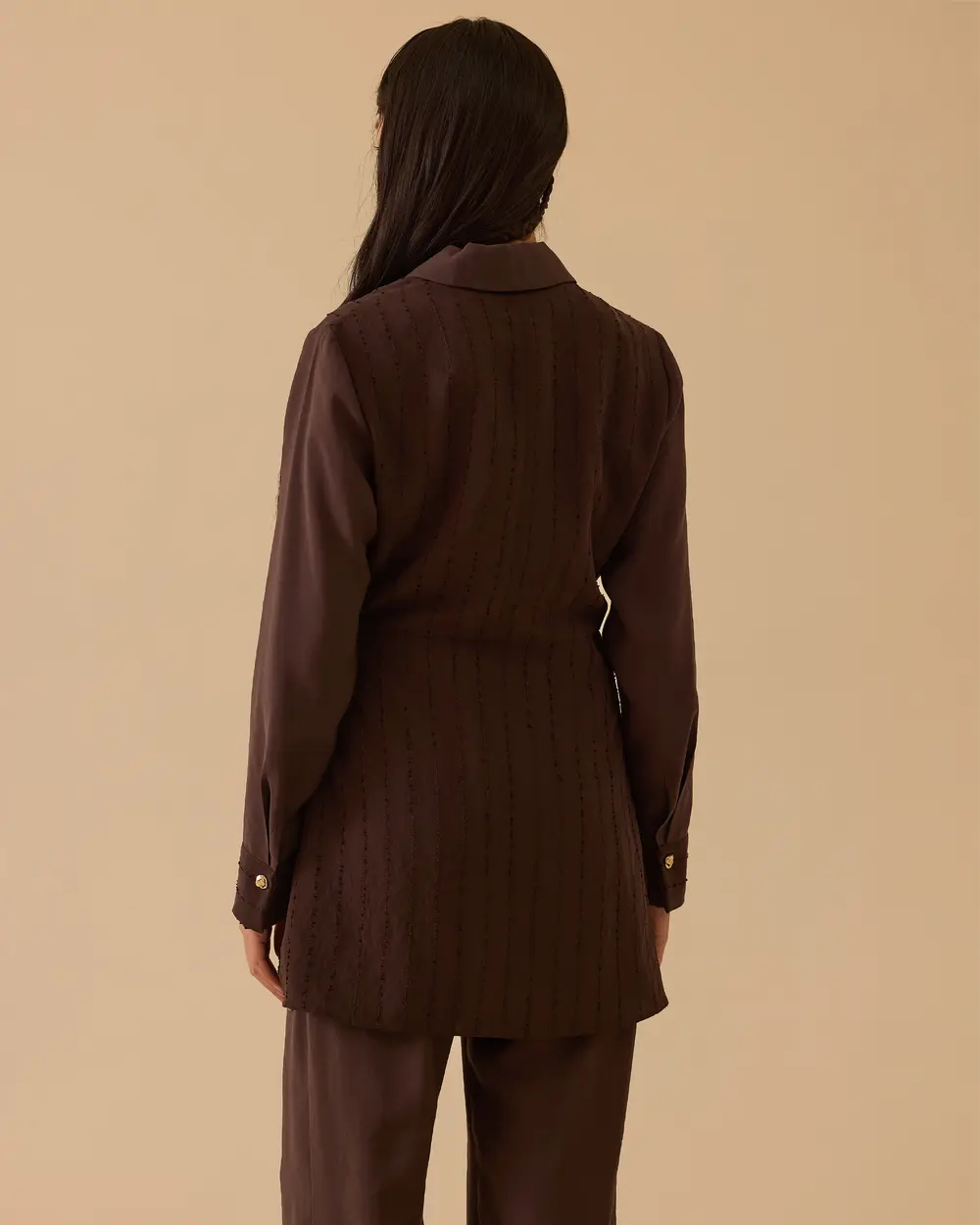 Double-breasted Collar Tunic with Tie Detail