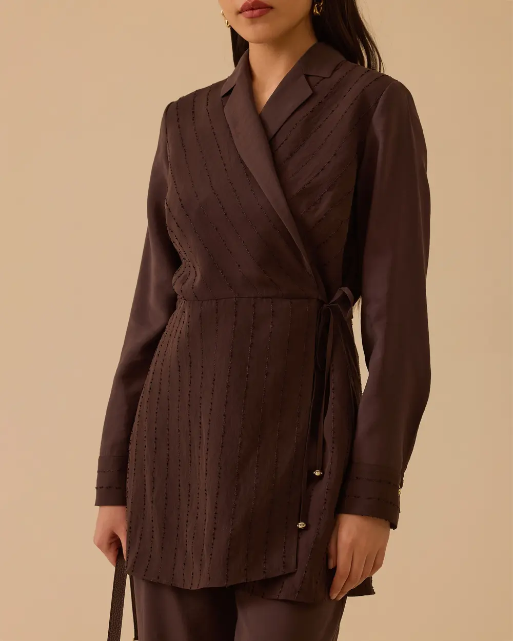 Double-breasted Collar Tunic with Tie Detail