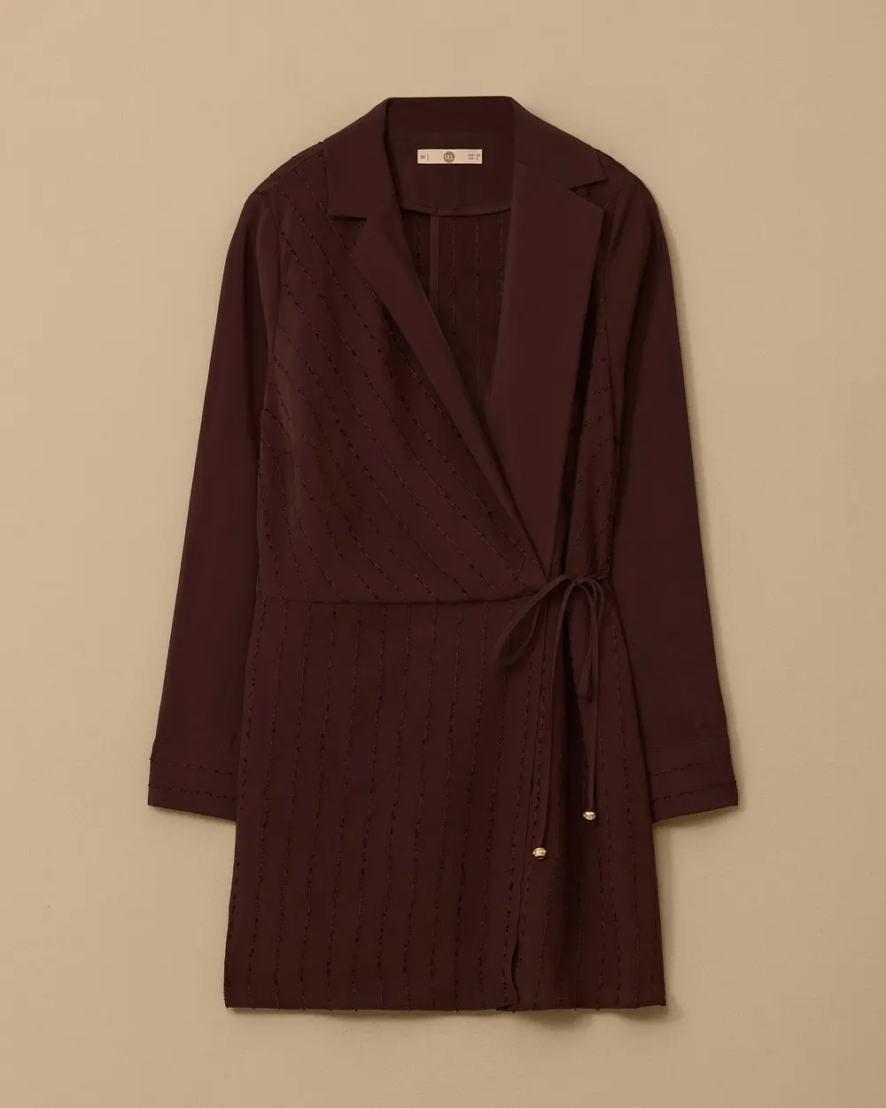 Double-breasted Collar Tunic with Tie Detail