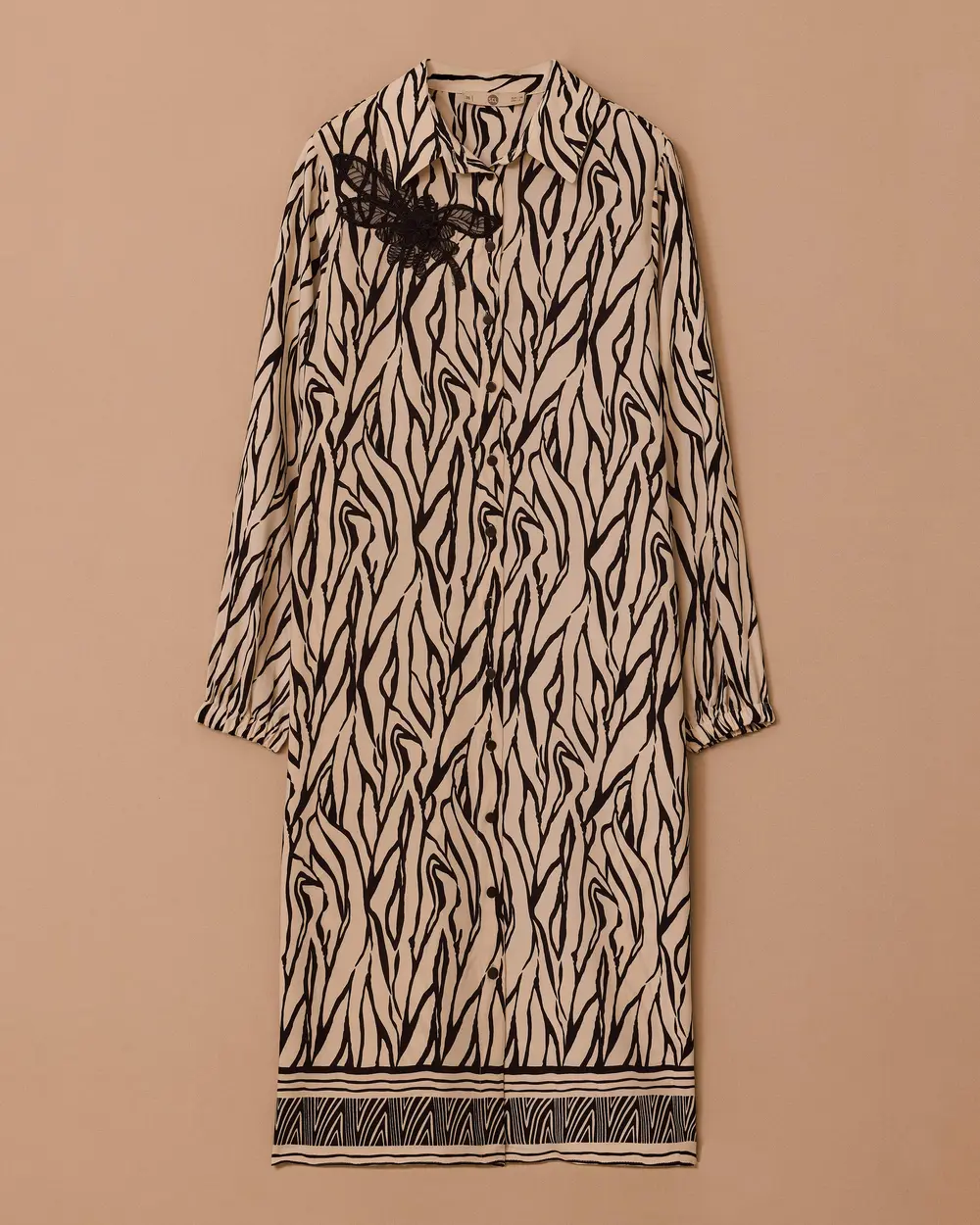 Zebra Patterned Buttoned Long Tunic