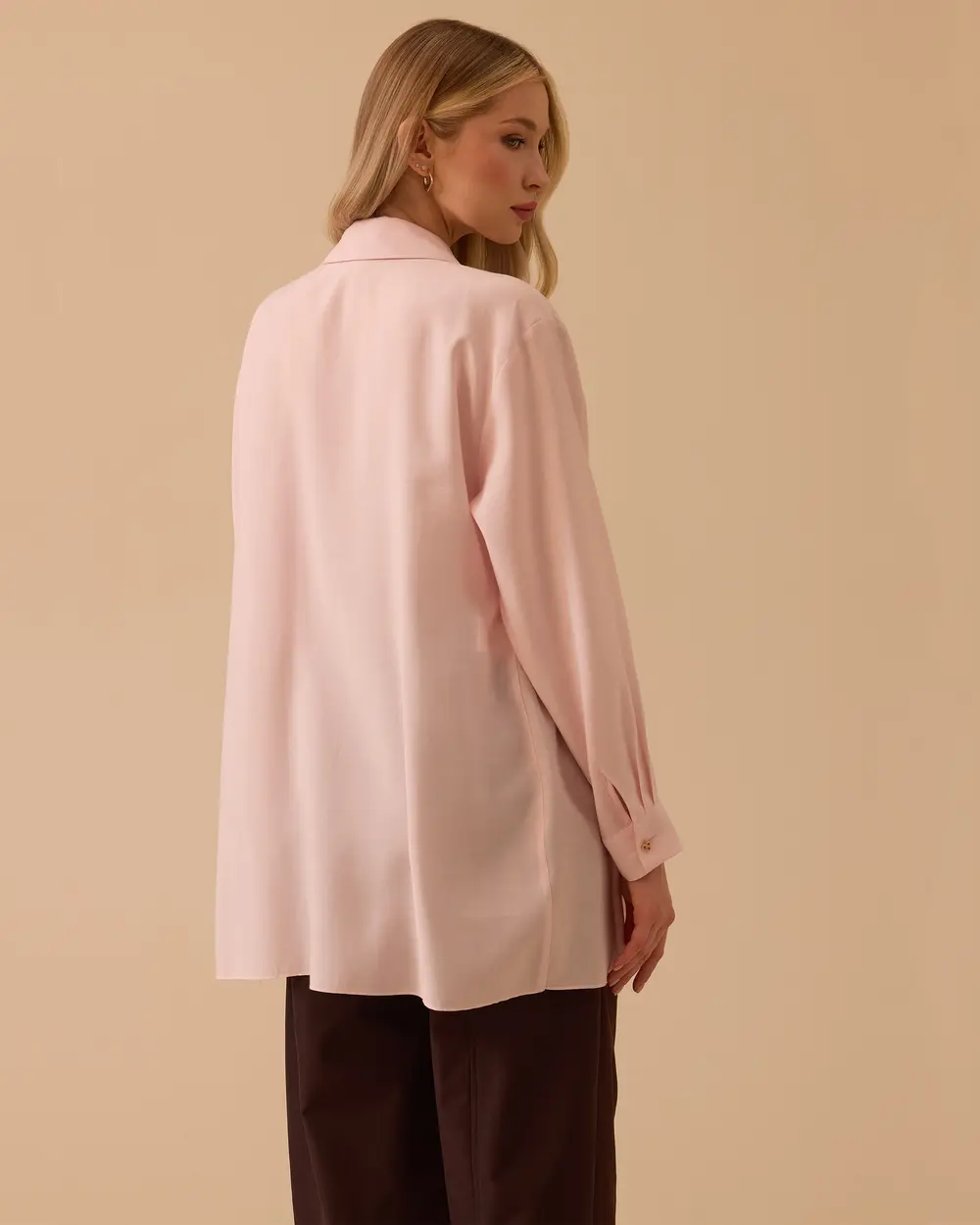 Büzgü Detaylı Oversize Gömlek Yaka Tunik