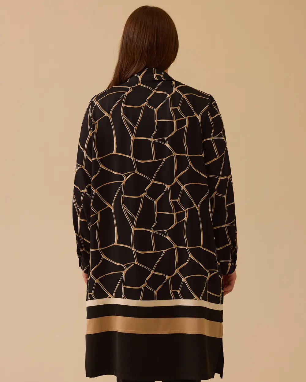 Büyük Beden Desenli Uzun Kollu Tunik