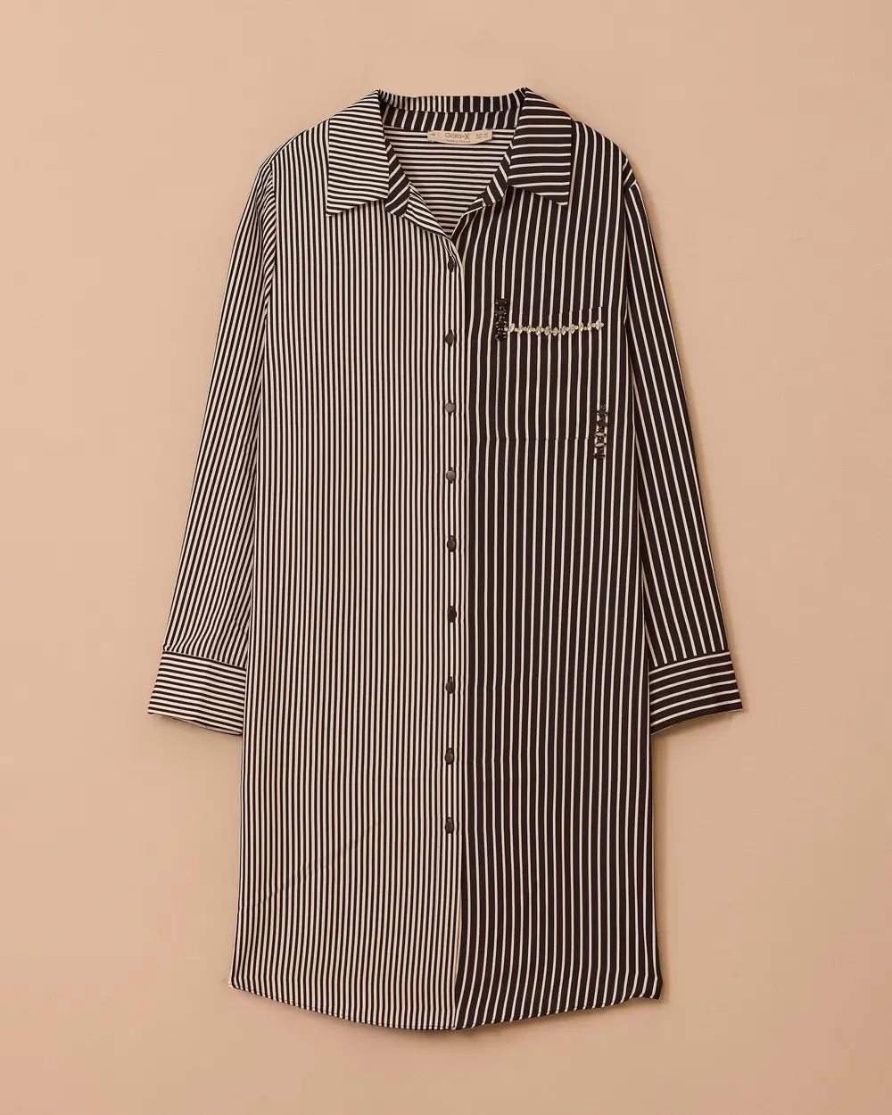 Plus Size Striped Stone Detailed Tunic