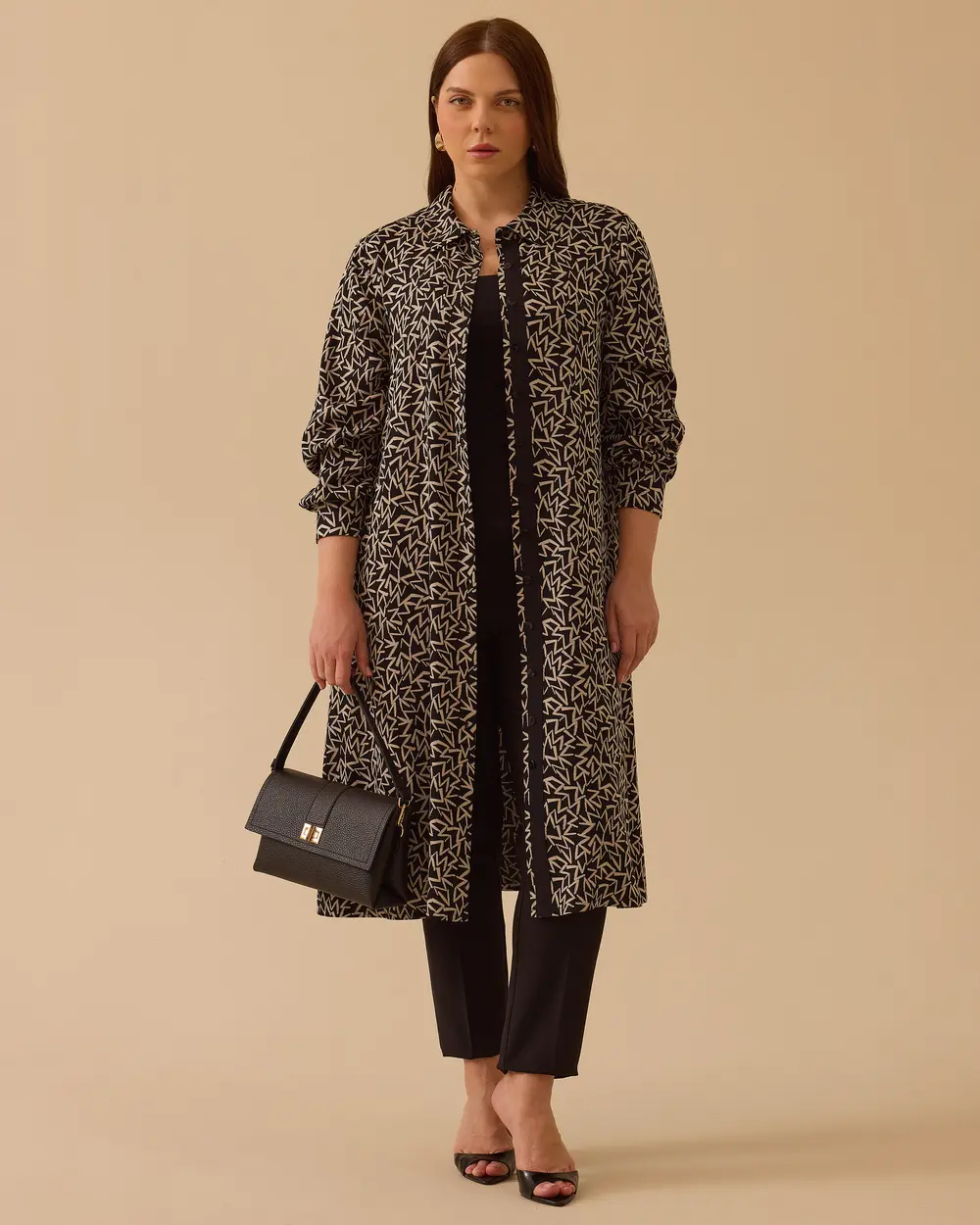 Büyük Beden Desenli Cepli Tunik