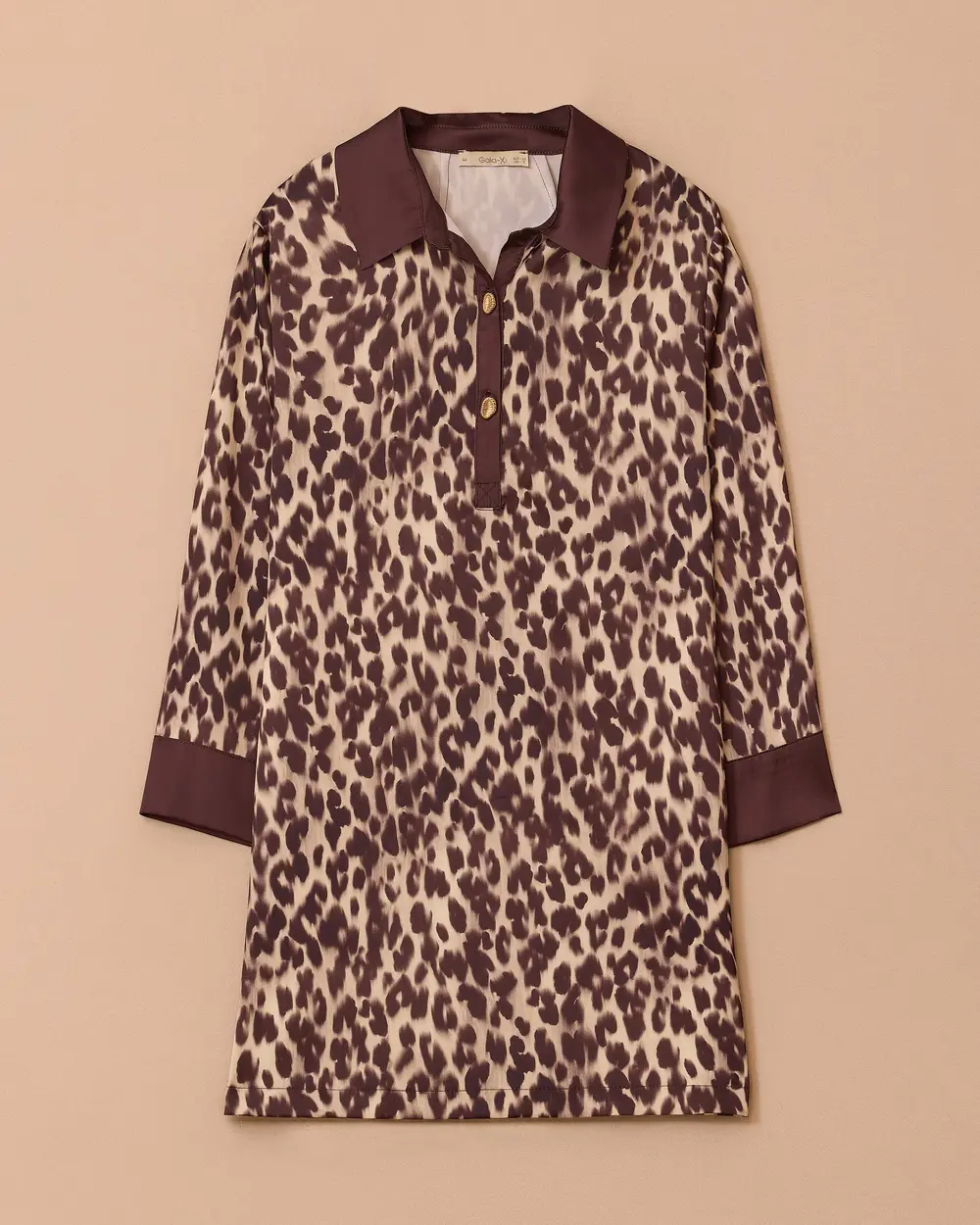 Plus Size Leopard Print Satin Tunic