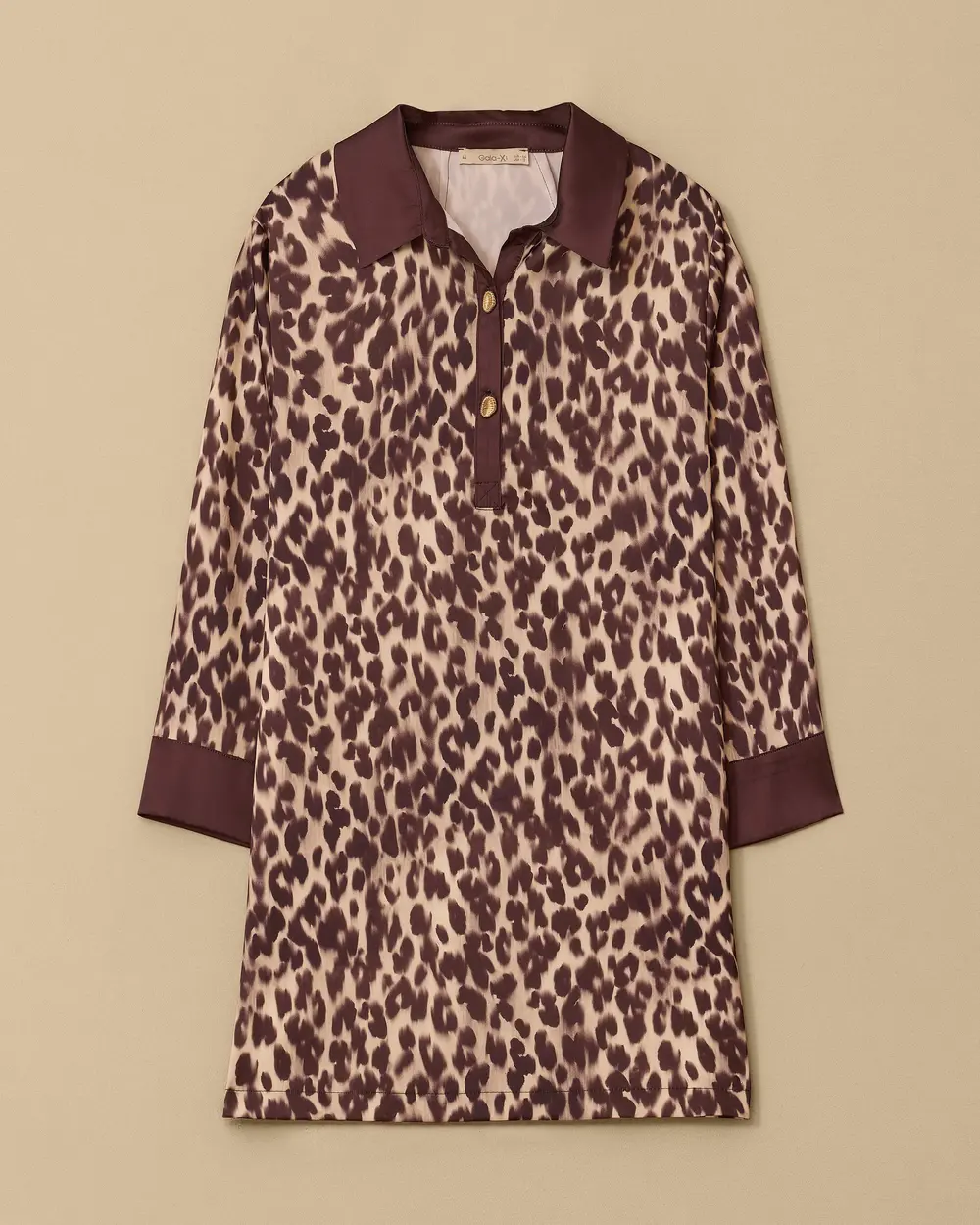 Plus Size Leopard Print Satin Tunic