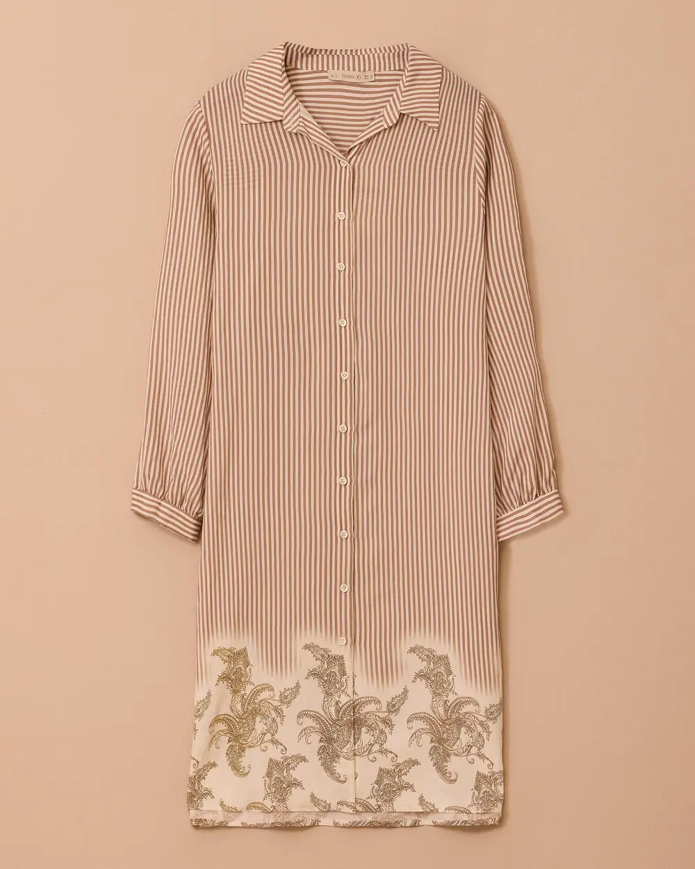 Büyük Beden Etek Ucu Desenli Çizgili Tunik