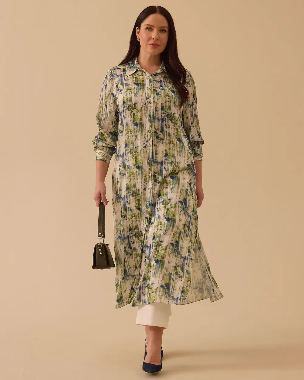 Büyük Beden Çiçek Desenli Uzun Tunik