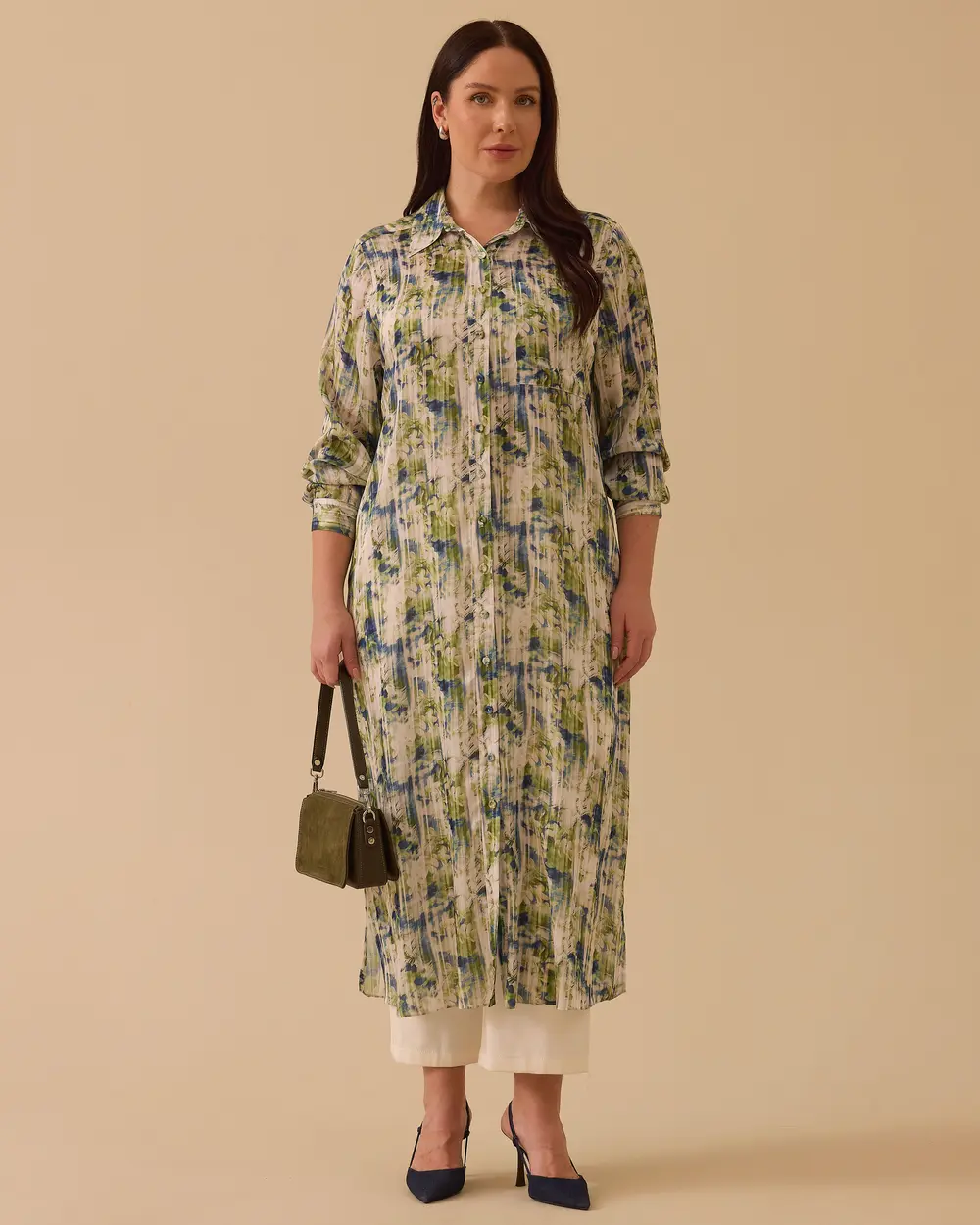 Plus Size Floral Patterned Long Tunic