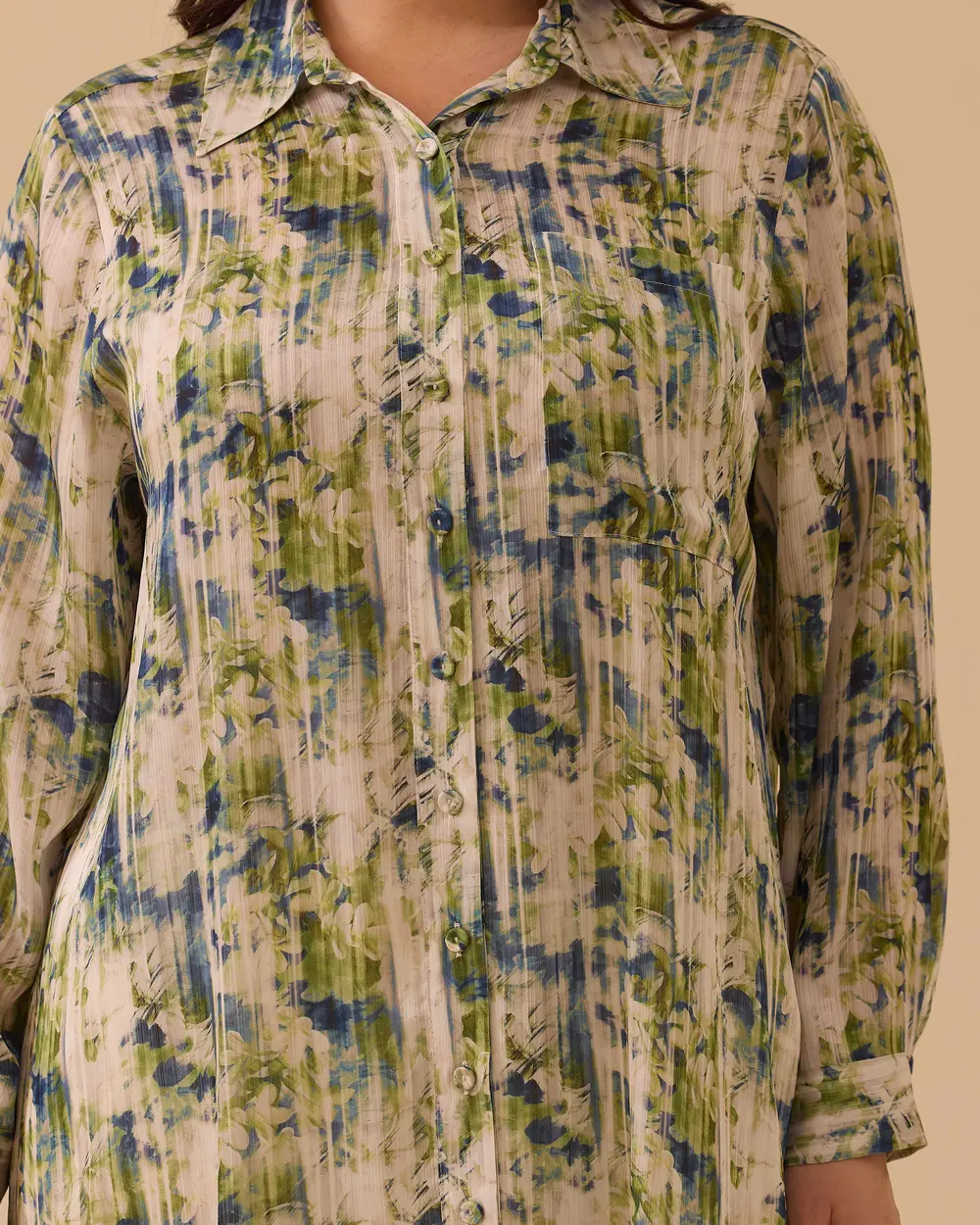 Büyük Beden Çiçek Desenli Uzun Tunik