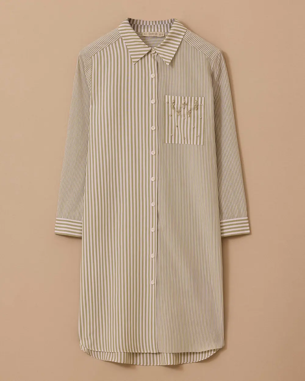 Büyük Beden Çizgili Cep Detaylı Tunik