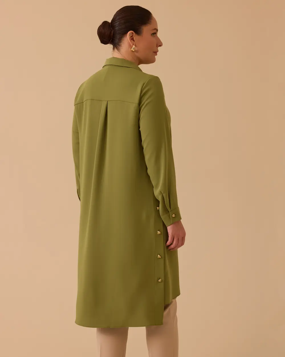 Büyük Beden Düğmeli Basic Tunik