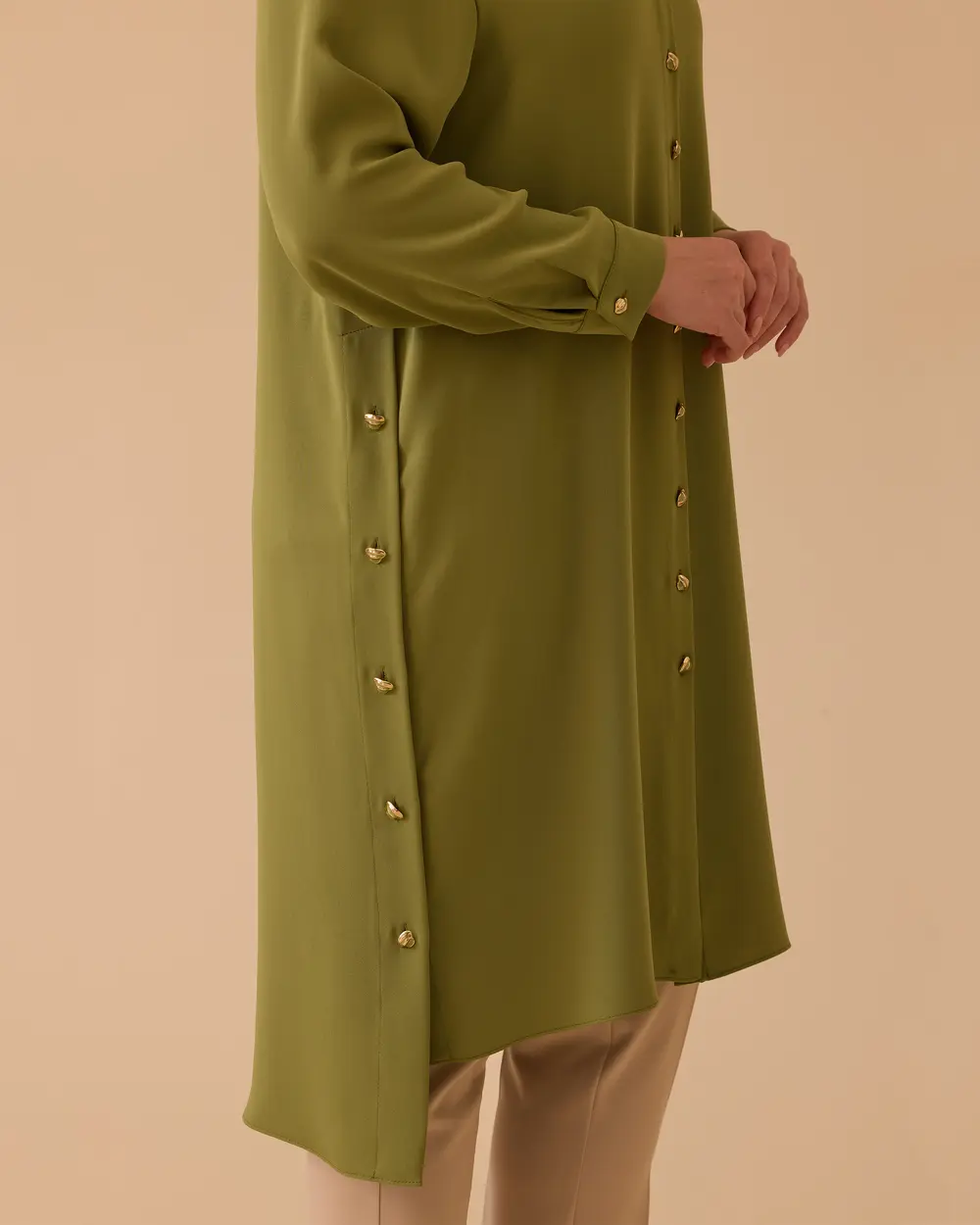 Büyük Beden Düğmeli Basic Tunik