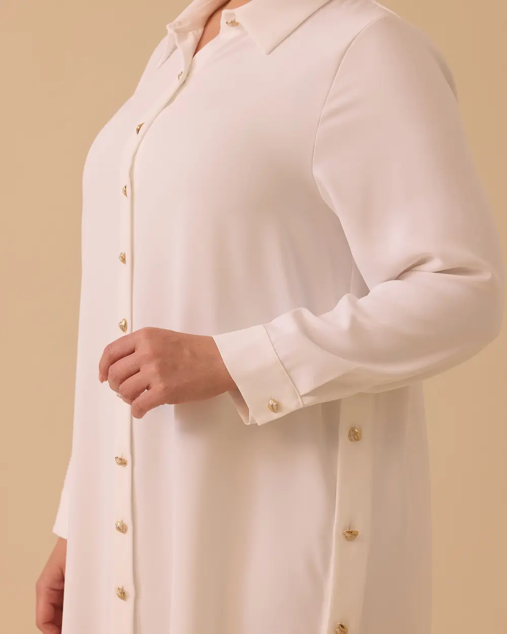 Büyük Beden Düğmeli Basic Tunik