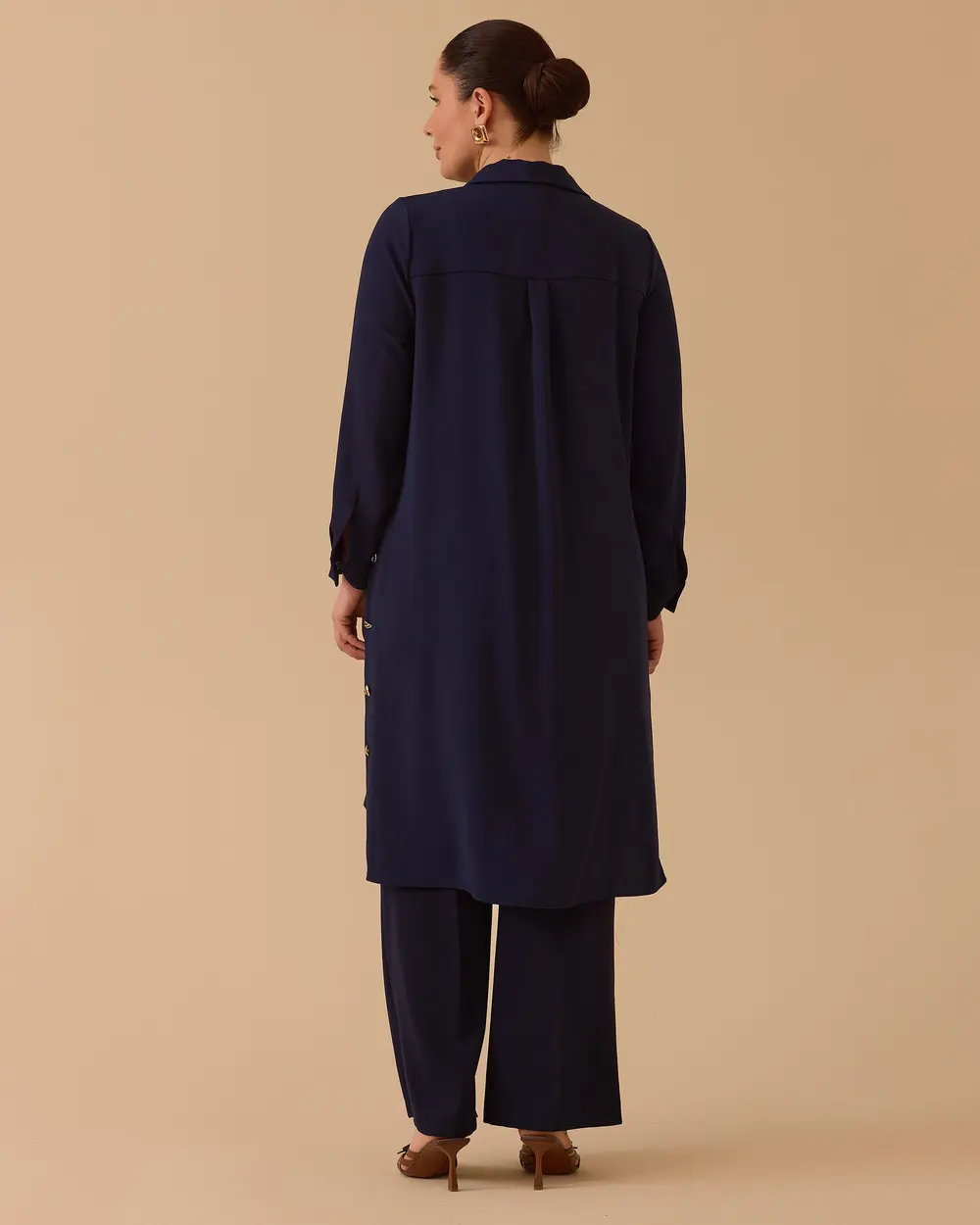 Büyük Beden Düğmeli Basic Tunik