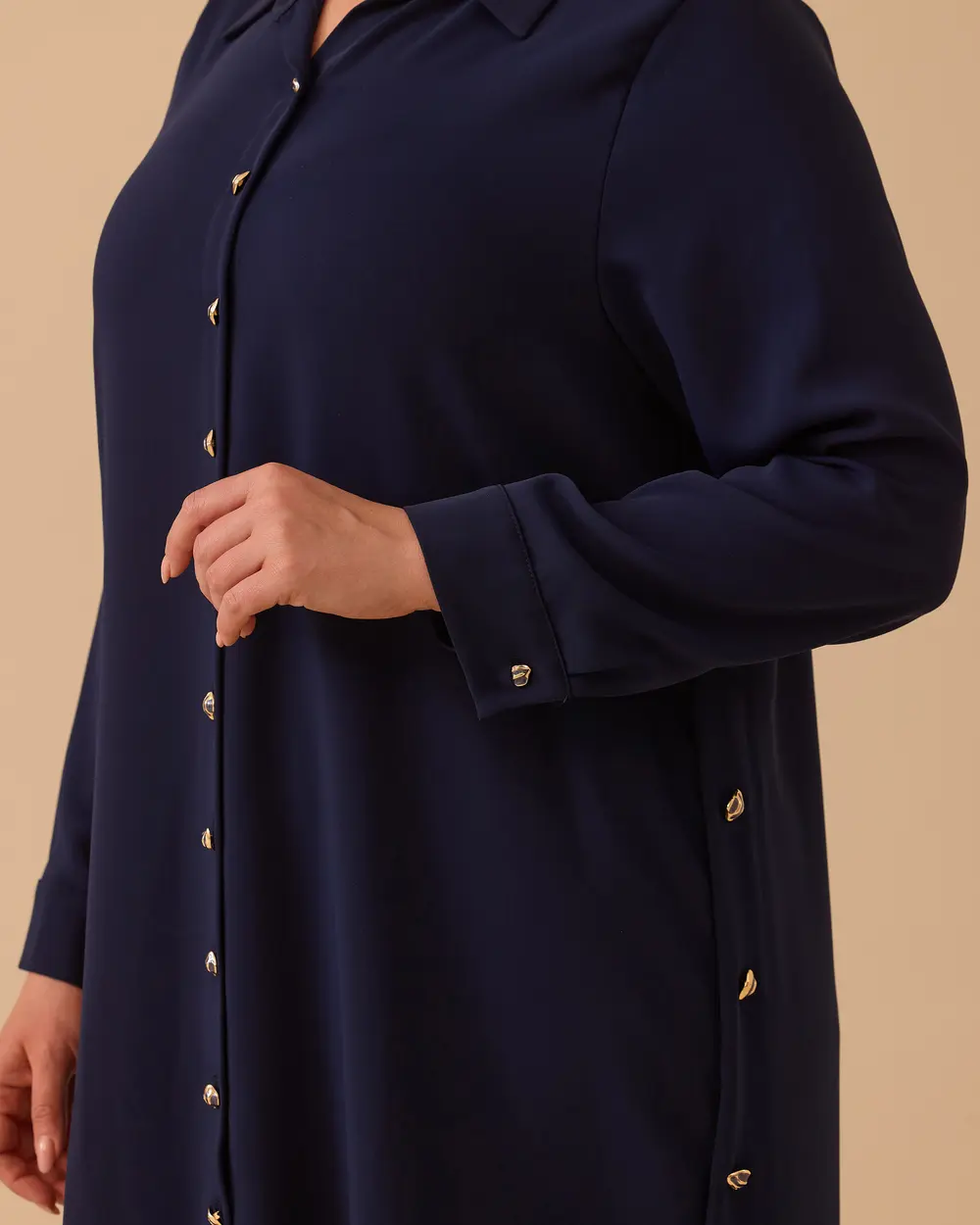 Büyük Beden Düğmeli Basic Tunik
