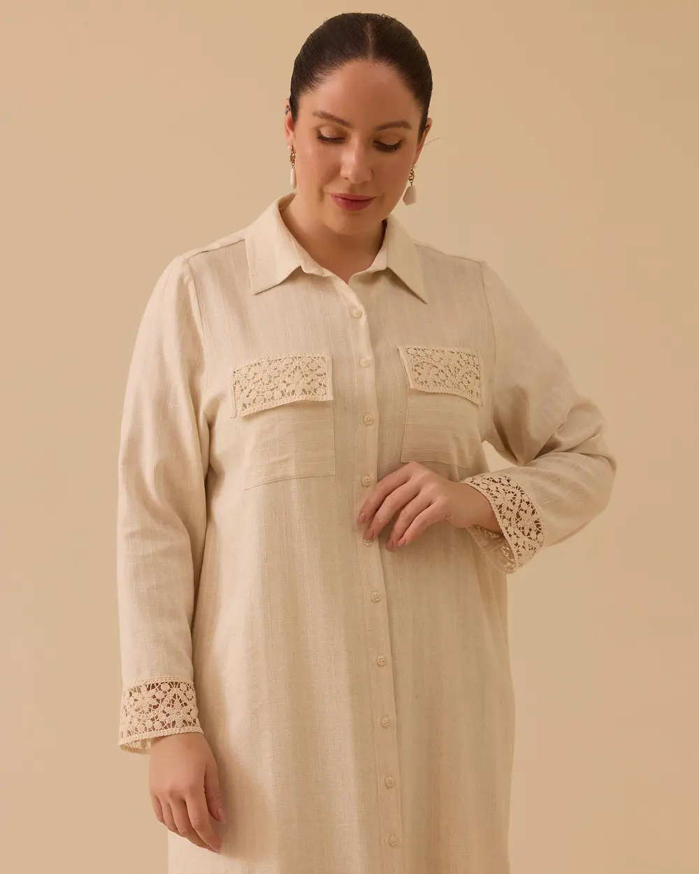 Plus Size Lace Detailed Long Tunic