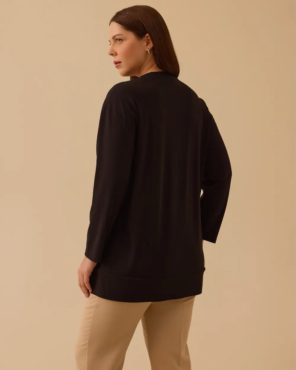 Büyük Beden Yırtmaç Detaylı Basic Tunik