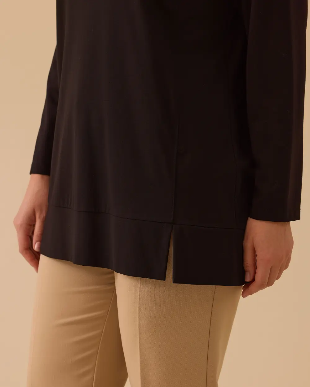 Büyük Beden Yırtmaç Detaylı Basic Tunik