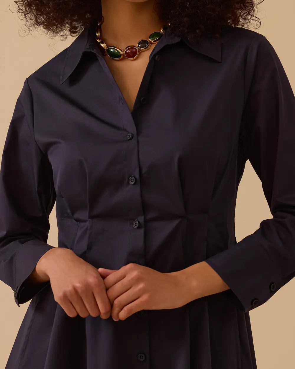 Pile Detaylı Cepli Elbise