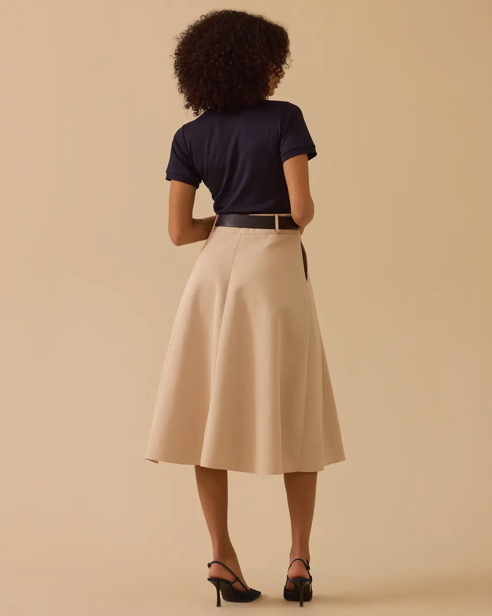 Polo Yaka Çift Parça Görünümlü Pileli Elbise