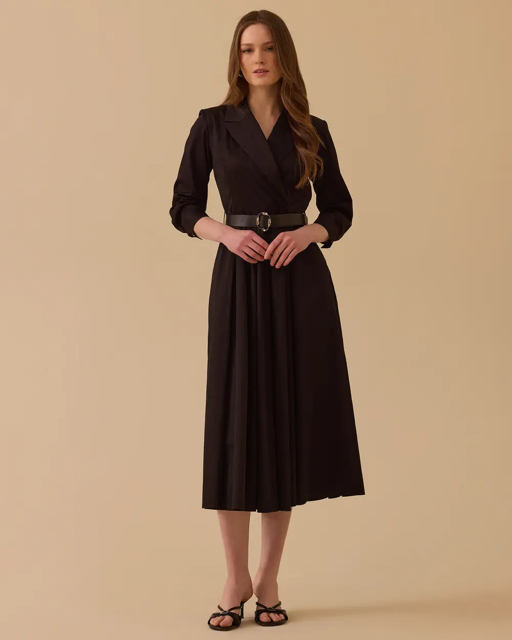 Kemerli Kruvaze Elbise