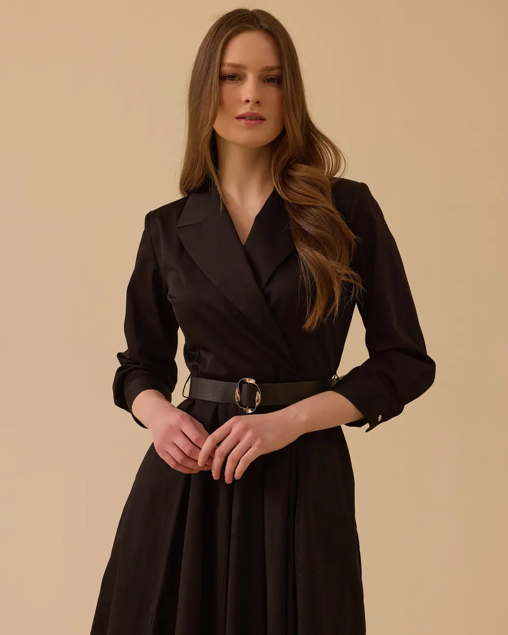 Kemerli Kruvaze Elbise