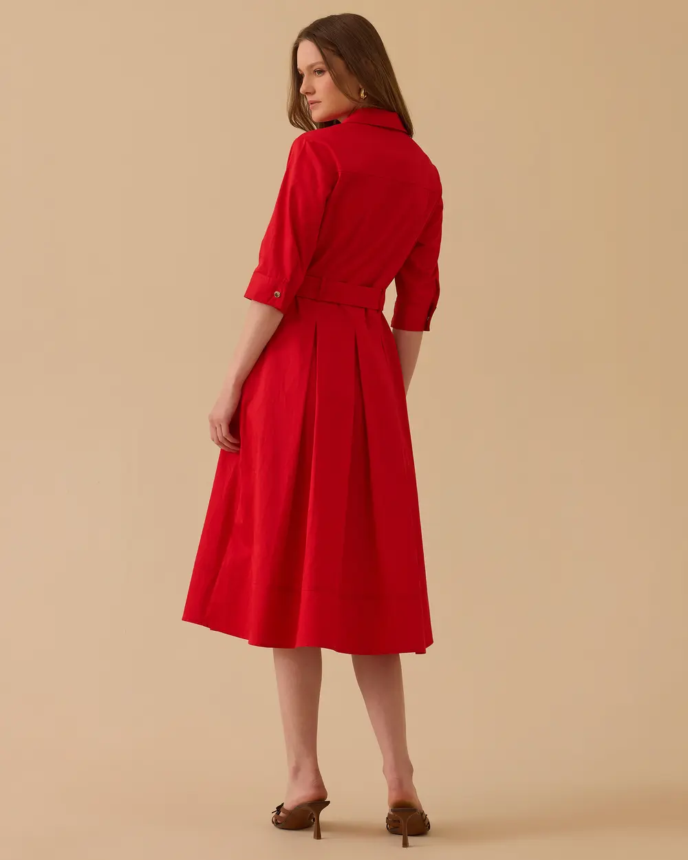 Belted Pleated Detailed Dress