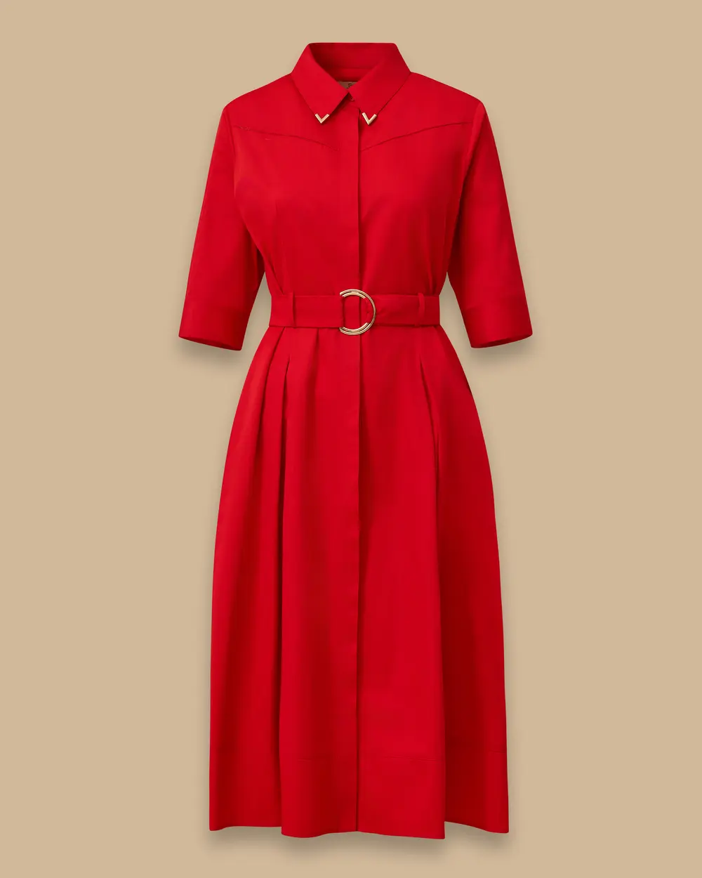 Belted Pleated Detailed Dress