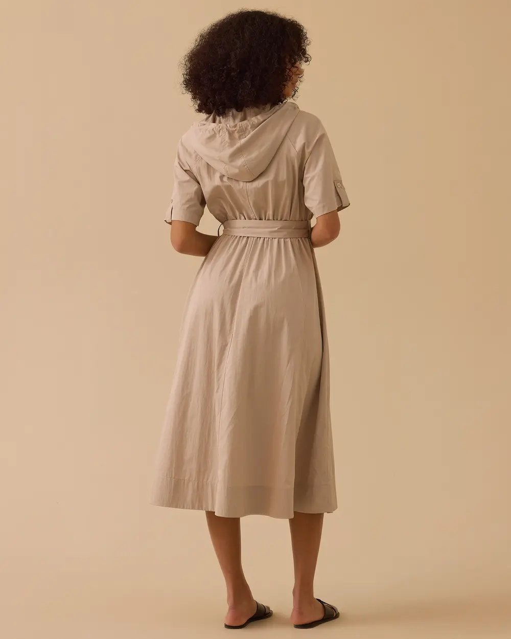 Kapüşonlu Kuşaklı Paraşüt Elbise