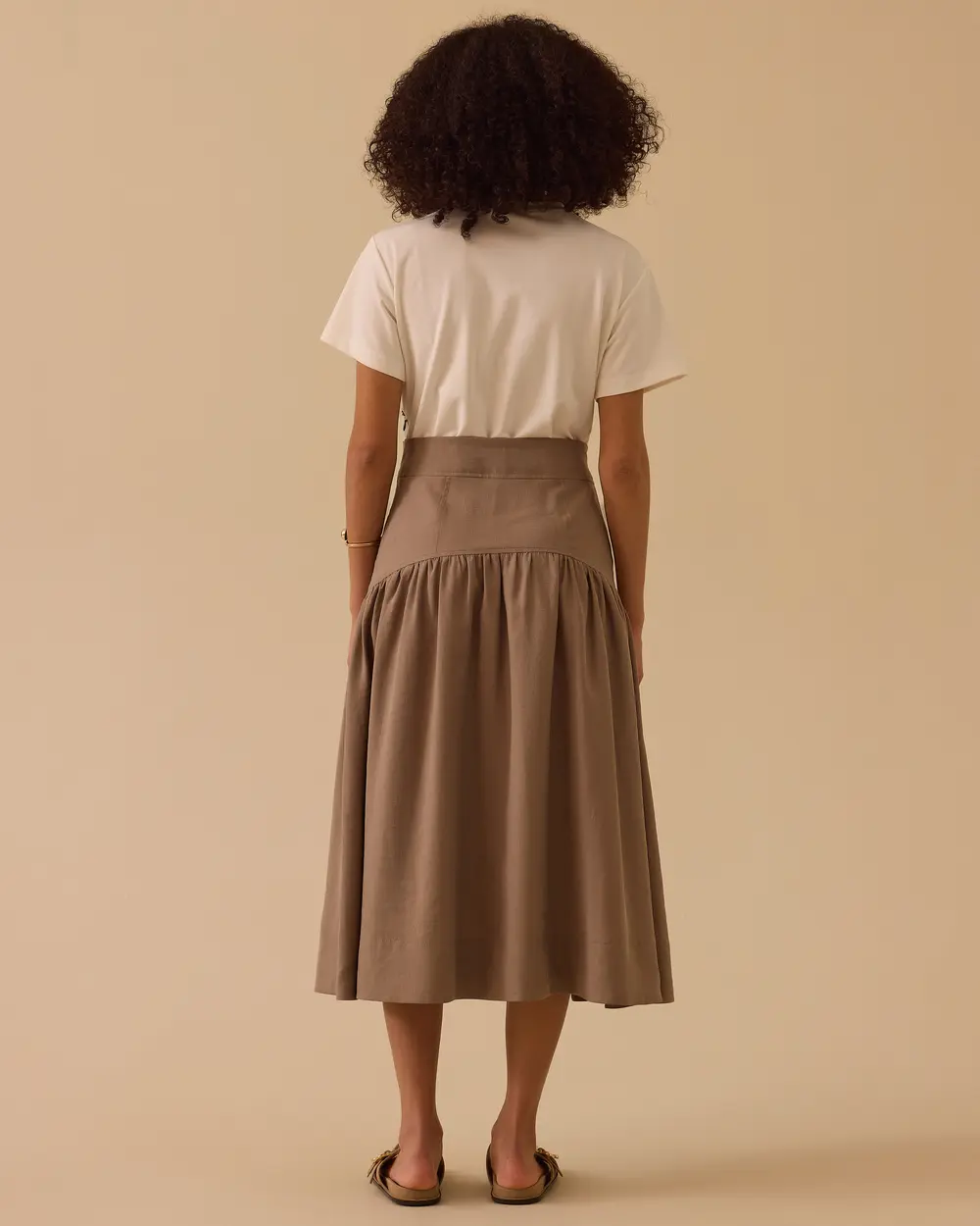 Çift Kumaşlı Bel Bağcıklı Elbise