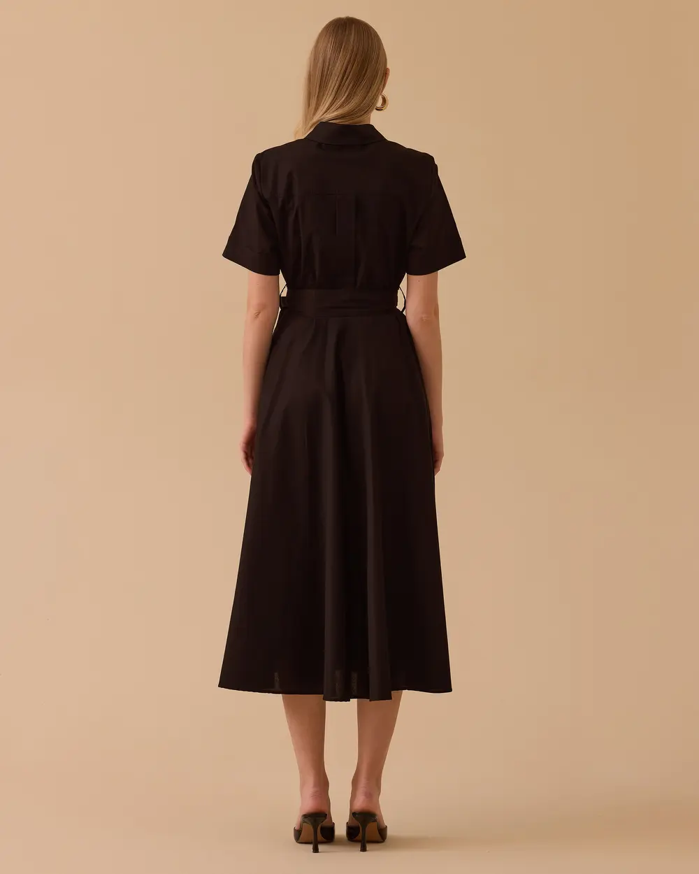 Kuşaklı Cepli Kısa Kollu Elbise