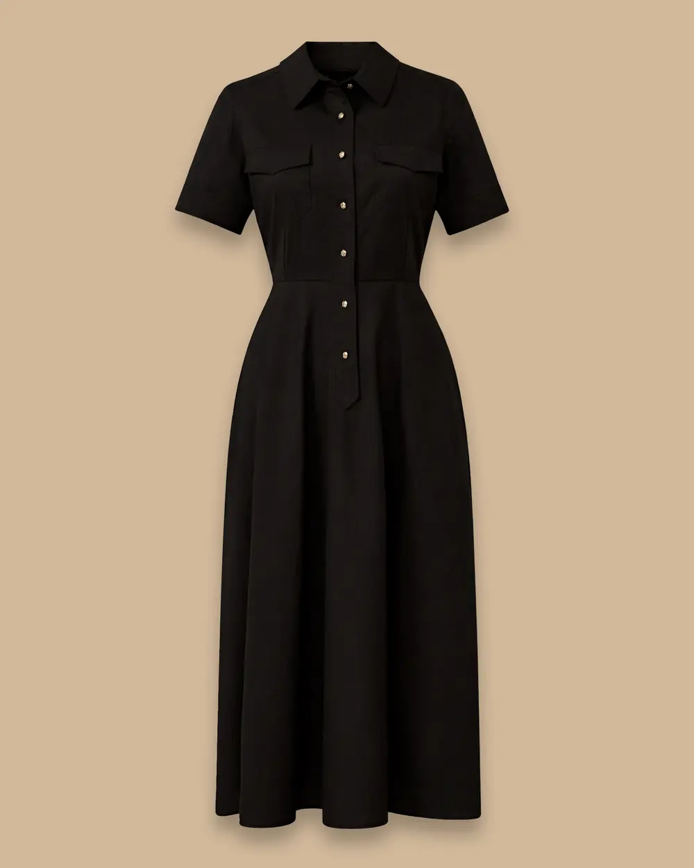 Kuşaklı Cepli Kısa Kollu Elbise