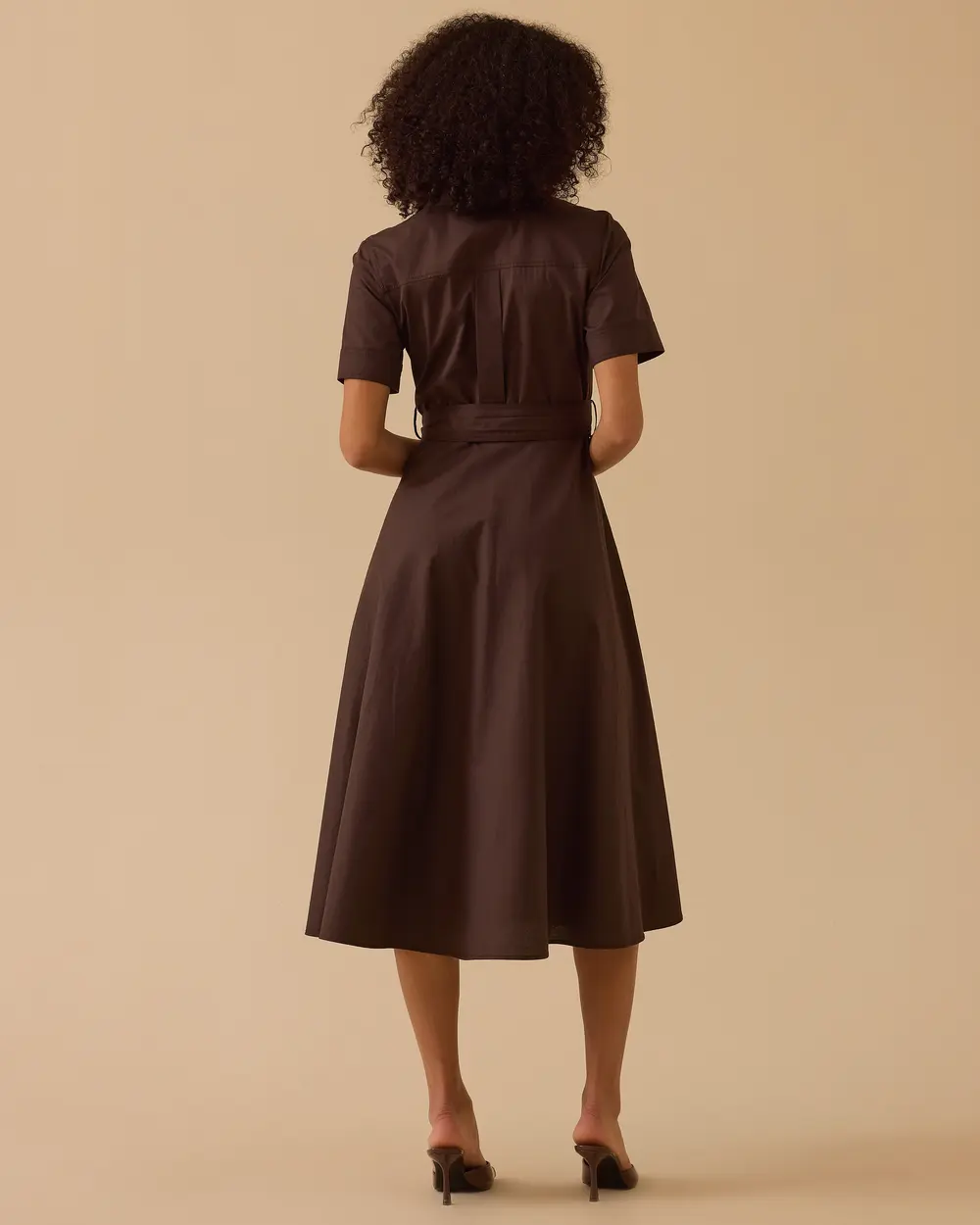 Kuşaklı Cepli Kısa Kollu Elbise