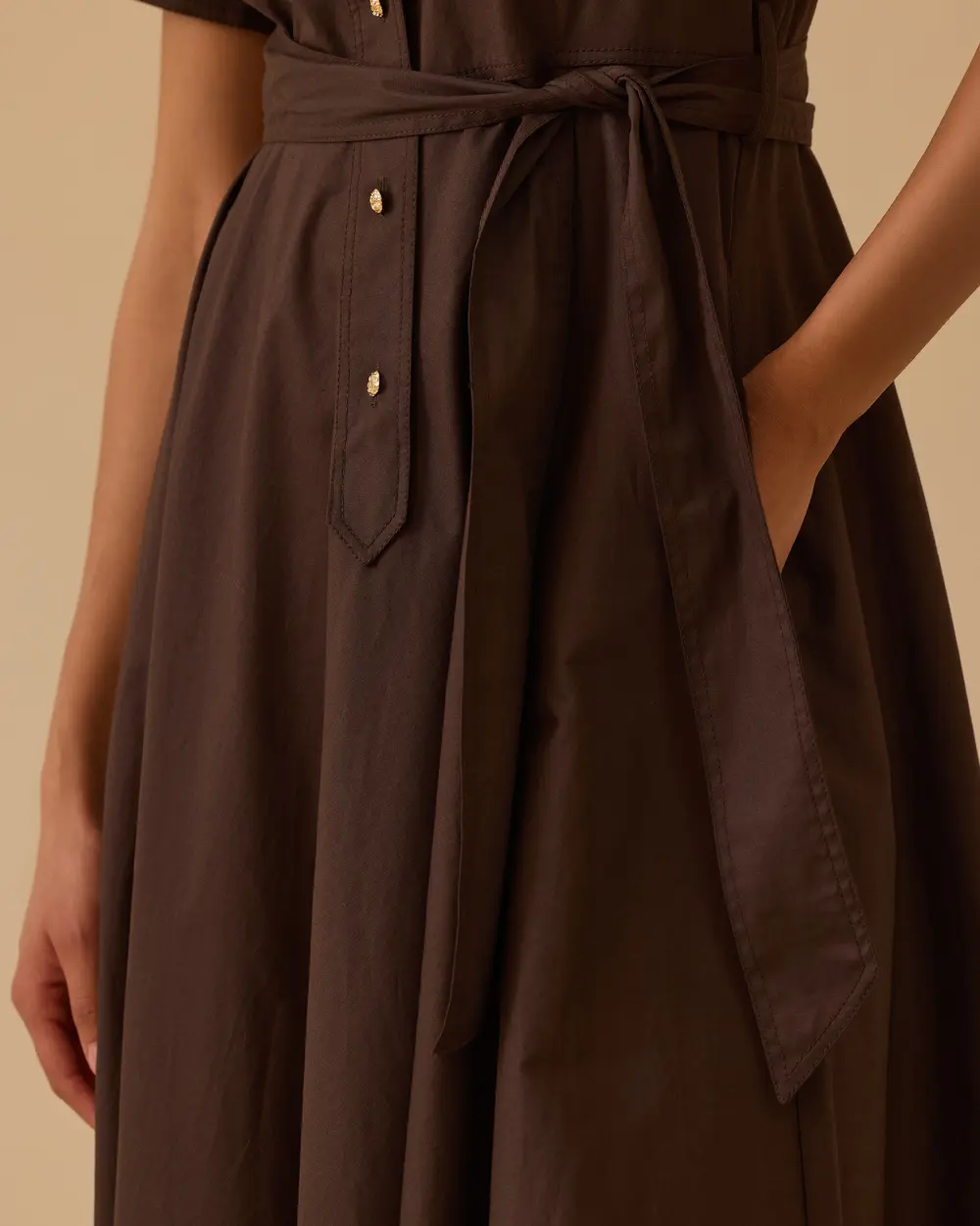 Kuşaklı Cepli Kısa Kollu Elbise