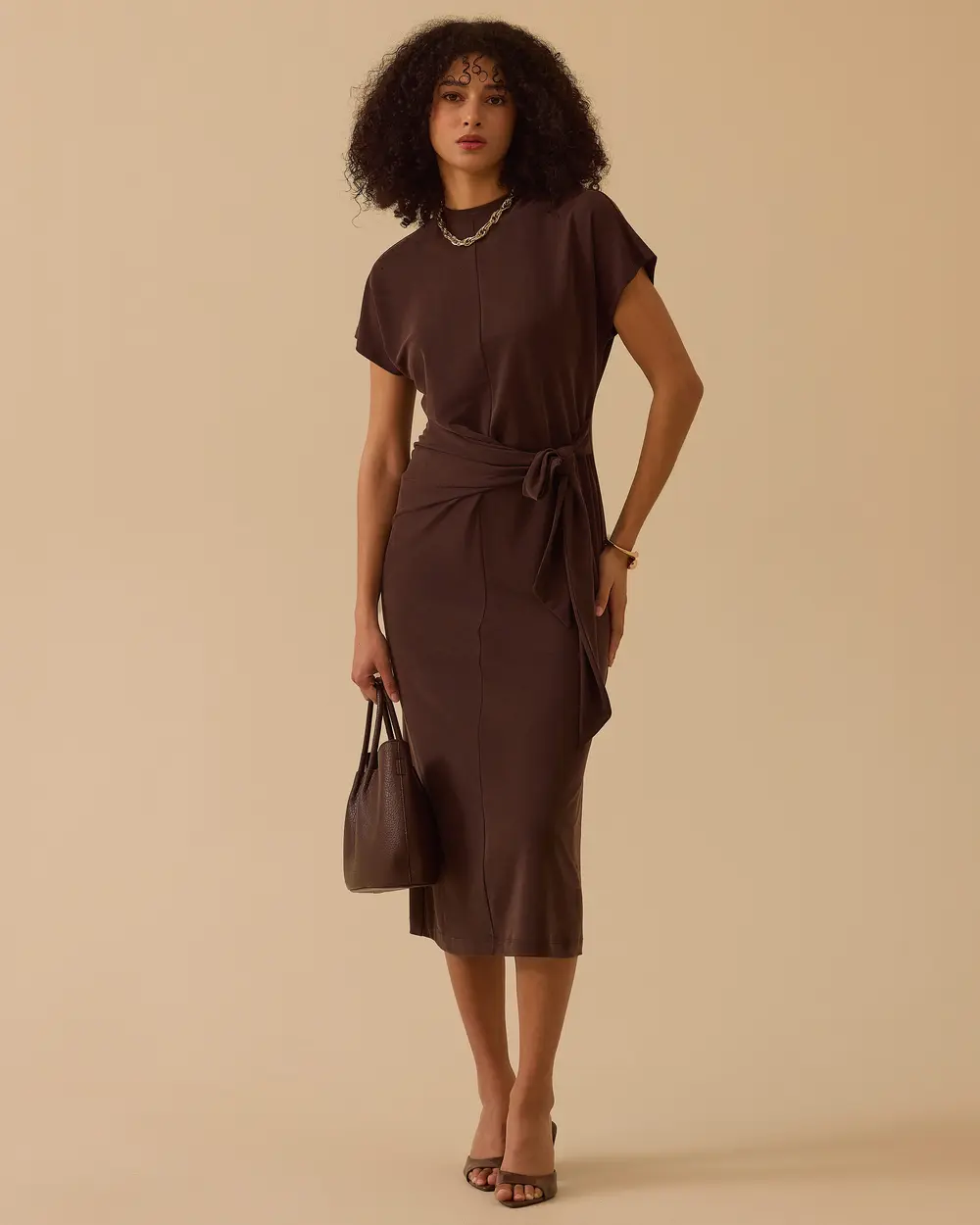 Beli Bağlamalı Midi Boy Elbise