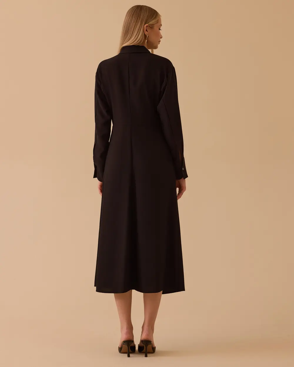 Gömlek Yaka Drapeli Elbise