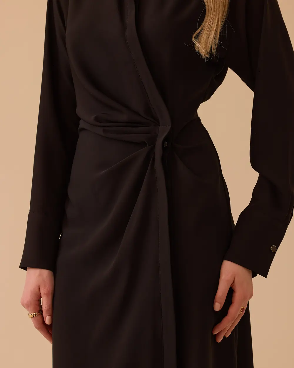 Gömlek Yaka Drapeli Elbise