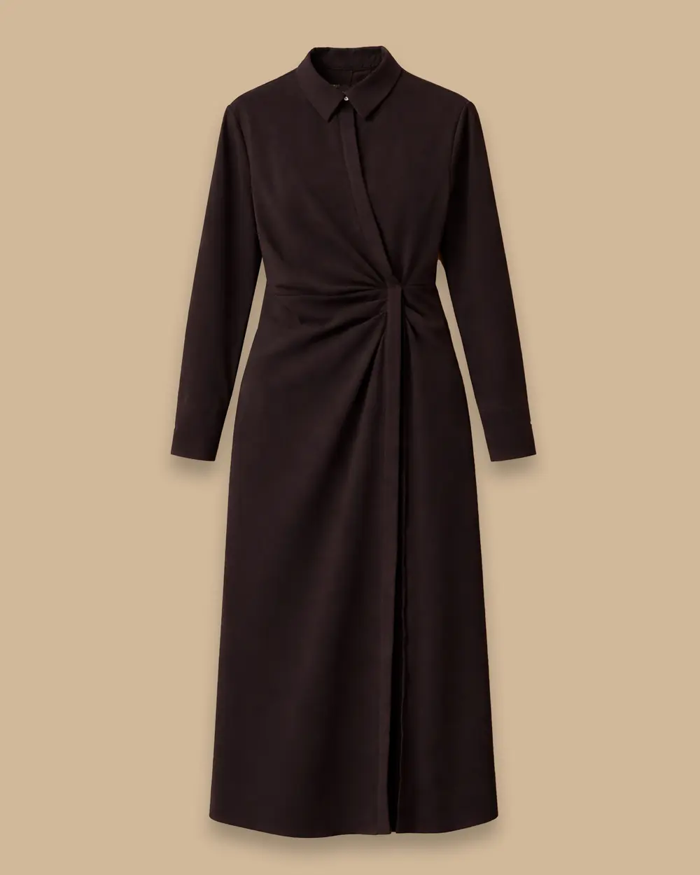 Gömlek Yaka Drapeli Elbise