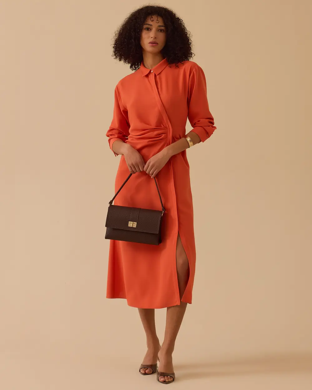 Gömlek Yaka Drapeli Elbise