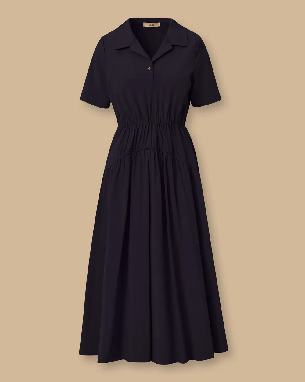 Polo Yaka Elastik Bel Elbise