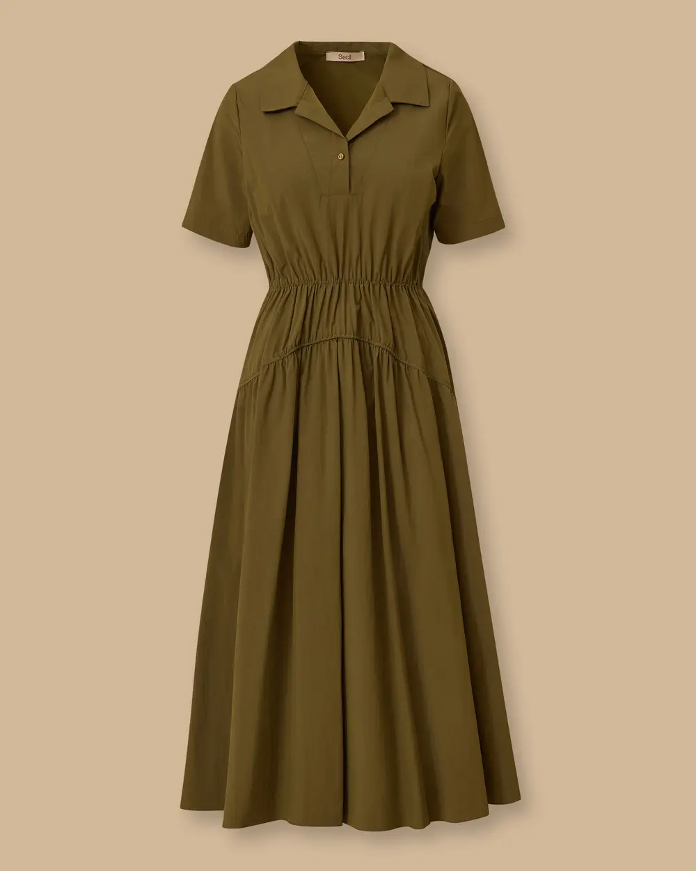 Polo Yaka Elastik Bel Elbise