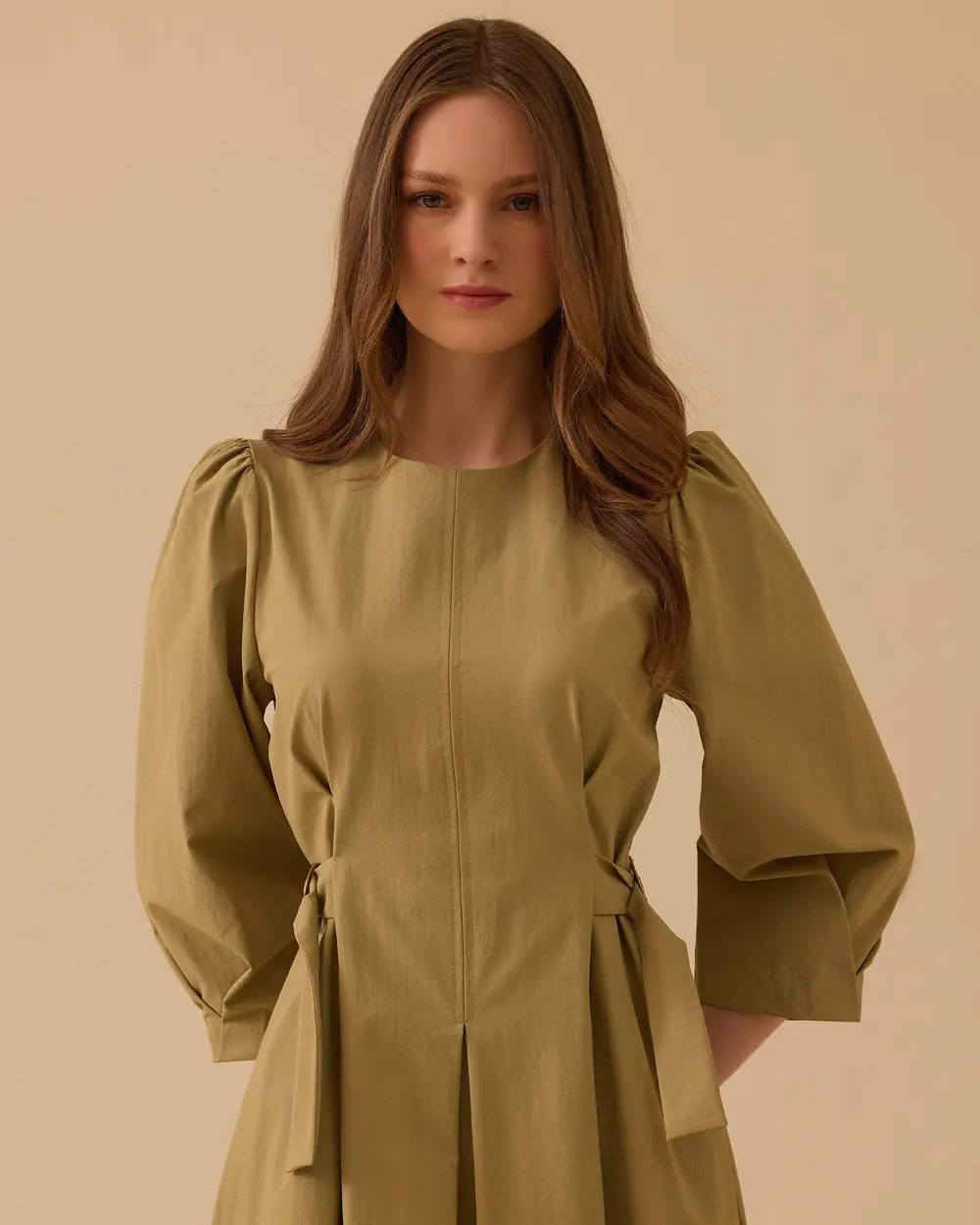 Bel Ayarlamalı Midi Elbise