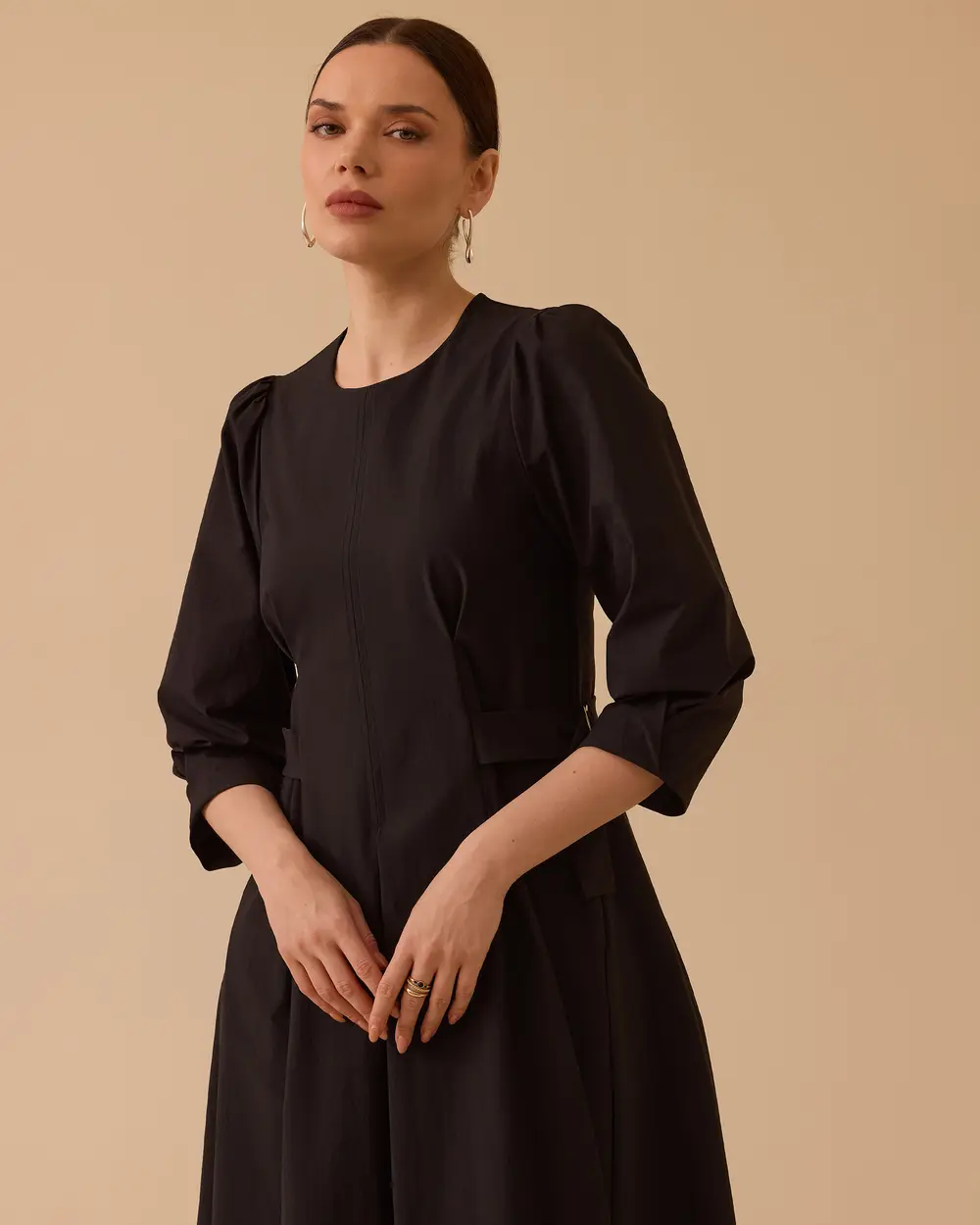 Bel Ayarlamalı Midi Elbise