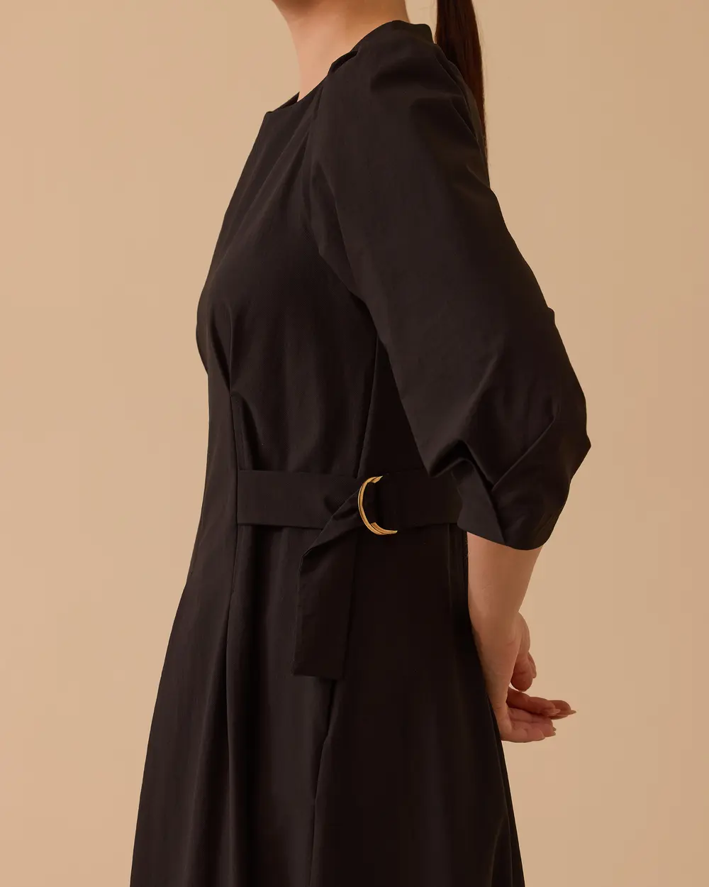 Bel Ayarlamalı Midi Elbise